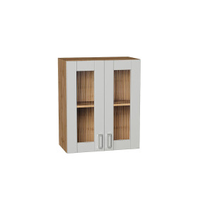 Шкаф верхний с 2-мя остекленными дверцами Лофт, цвет: Grey Silk