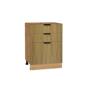 Шкаф нижний с 3-мя ящиками Евро, цвет: Дуб песочный