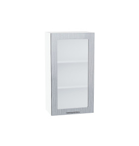 Шкаф верхний с 1-ой остекленной дверцей Валерия-М, цвет: Серый металлик дождь светлый