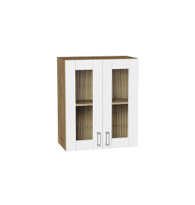 Шкаф верхний с 2-мя остекленными дверцами Лофт, цвет: White Silk