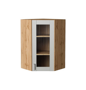 Шкаф верхний угловой остекленный Лофт, цвет: Grey Silk