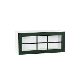 Шкаф верхний горизонтальный остекленный Дублин, цвет: Special Green
