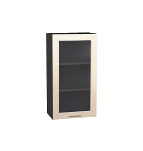 Шкаф верхний с 1-ой остекленной дверцей Валерия-М, цвет: Бежевый металлик