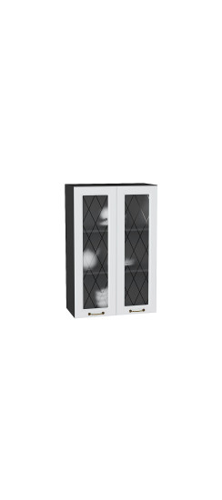 Шкаф верхний с 2-мя остекленными дверцами Ницца, цвет: Белый | Пленка ПВХ., Белый