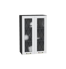 Шкаф верхний с 2-мя остекленными дверцами Ницца, цвет: Белый