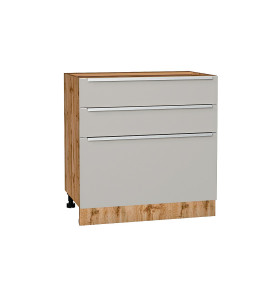 Шкаф нижний с 3-мя ящиками Фьюжн, цвет: Silky Light Grey