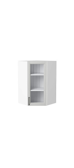 Шкаф верхний угловой остекленный Сканди, цвет: Grey Silkwood | ПЭТ, Grey Silkwood