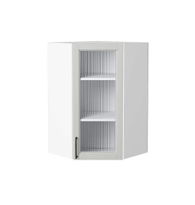 Шкаф верхний угловой остекленный Сканди, цвет: Grey Silkwood