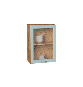 Шкаф верхний с 1-ой остекленной дверцей Ницца, цвет: Голубой