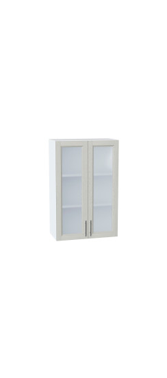 Шкаф верхний с 2-мя остекленными дверцами Сканди, цвет: Cappuccino Softwood | Эко Шпон с уникальным покрытием «Soft-touch» и защитным лаком (Япония)., Cappuccino Softwood