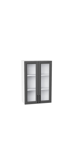 Шкаф верхний с 2-мя остекленными дверцами Сканди, цвет: Stormy Silkwood | ПЭТ, Stormy Silkwood