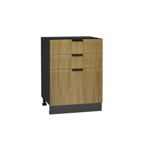 Шкаф нижний с 3-мя ящиками Евро Лайн, цвет: Дуб песочный