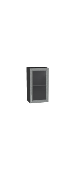 Шкаф верхний с 1-ой остекленной дверцей Сканди, цвет: Grey Softwood | Эко Шпон с уникальным покрытием «Soft-touch» и защитным лаком (Япония)., Grey Softwood