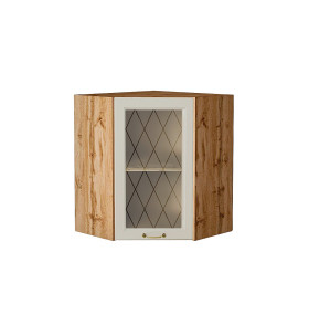 Шкаф верхний угловой остекленный Ницца, цвет: Агат