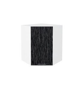 Шкаф верхний угловой Валерия-М, цвет: Черный металлик дождь