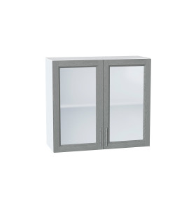 Шкаф верхний с 2-мя остекленными дверцами Сканди, цвет: Grey Softwood