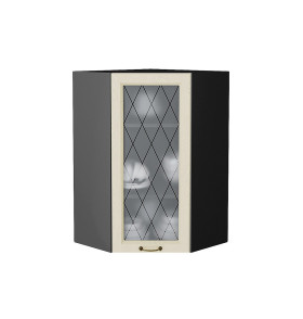 Шкаф верхний угловой остекленный Ницца, цвет: Дуб крем