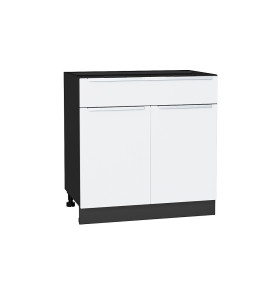 Шкаф нижний с 2-мя дверцами и ящиком Фьюжн, цвет: Silky White