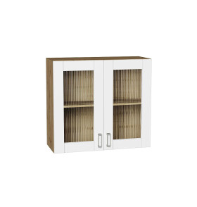 Шкаф верхний с 2-мя остекленными дверцами Лофт, цвет: White Silk