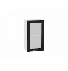 Шкаф верхний с 1-ой остекленной дверцей Валерия-М, цвет: Черный металлик