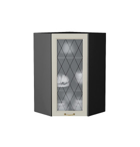 Шкаф верхний угловой остекленный Ницца, цвет: Агат