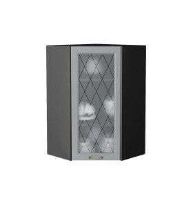 Шкаф верхний угловой остекленный Ницца, цвет: Графит