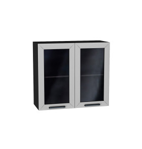 Шкаф верхний с 2-мя остекленными дверцами Глетчер, цвет: Гейнсборо Силк