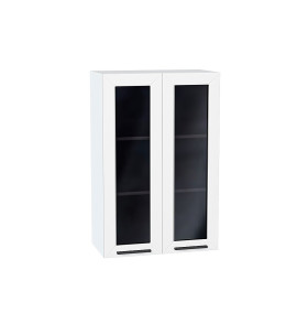 Шкаф верхний с 2-мя остекленными дверцами Глетчер, цвет: Айленд Силк