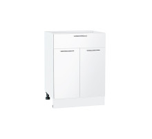 Шкаф нижний с 2-мя дверцами и ящиком Валерия-М, цвет: Белый глянец