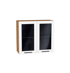 Шкаф верхний с 2-мя остекленными дверцами Глетчер, цвет: Айленд Силк