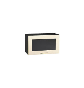 Шкаф верхний горизонтальный остекленный Валерия-М, цвет: Бежевый металлик