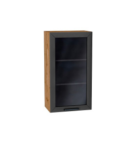 Шкаф верхний с 1-ой остекленной дверцей Глетчер, цвет: Маренго Силк