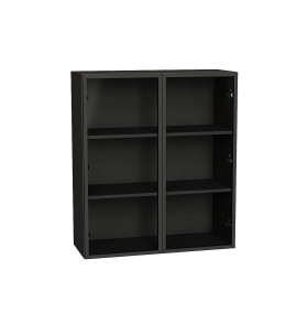 Шкаф верхний с 2-мя остекленными дверцами, цвет: Черный