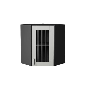 Шкаф верхний угловой остекленный Лофт, цвет: Grey Silk