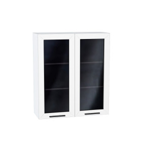 Шкаф верхний с 2-мя остекленными дверцами Глетчер, цвет: Айленд Силк