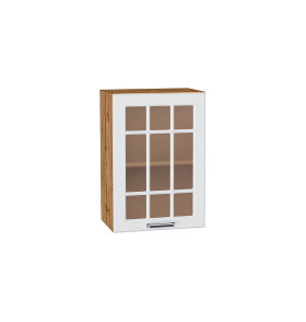 Шкаф верхний с 1-ой остекленной дверцей Прага, цвет: Белое дерево