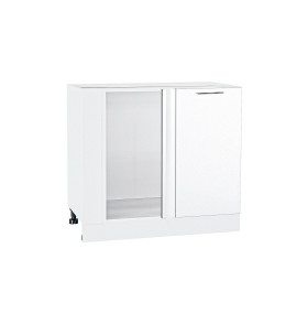 Шкаф нижний угловой Валерия-М, цвет: Белый металлик