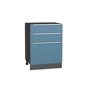 Шкаф нижний с 3-мя ящиками Фьюжн, цвет: Silky Blue