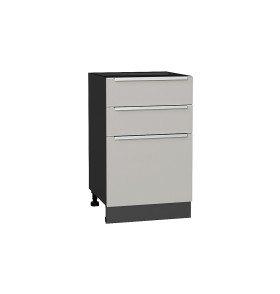 Шкаф нижний с 3-мя ящиками Фьюжн, цвет: Silky Light Grey