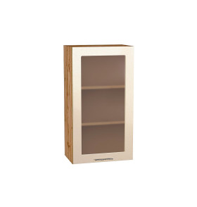 Шкаф верхний с 1-ой остекленной дверцей Валерия-М, цвет: Бежевый металлик