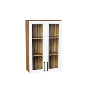 Шкаф верхний с 2-мя остекленными дверцами Сканди, цвет: White Silkwood