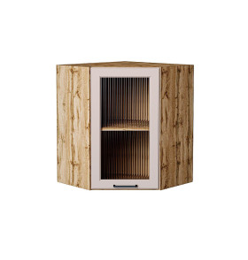 Шкаф верхний угловой остекленный Барселона, цвет: Кашемир