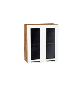 Шкаф верхний с 2-мя остекленными дверцами Глетчер, цвет: Айленд Силк