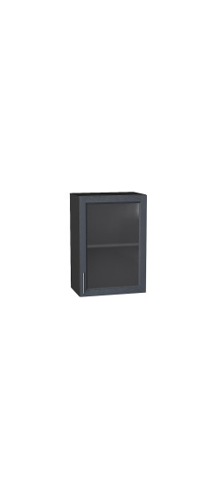 Шкаф верхний с 1-ой остекленной дверцей Сканди, цвет: Graphite Softwood | Эко Шпон с уникальным покрытием «Soft-touch» и защитным лаком (Япония)., Graphite Softwood