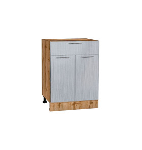 Шкаф нижний с 2-мя дверцами и ящиком Валерия-М, цвет: Серый металлик дождь светлый