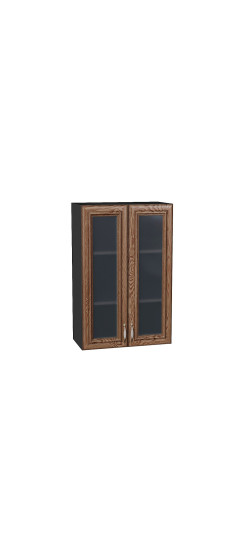 Шкаф верхний с 2-мя остекленными дверцами Шале, цвет: Brown Dreamline | Эко Шпон — структурный материал с защитным слоем оверлея (Южная Корея). Отличается высокой стойкостью к истиранию и механическим повреждениям. Репродукция натуральных материалов — Sup