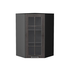 Шкаф верхний угловой остекленный Прага, цвет: Венге премиум