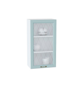 Шкаф верхний с 1-ой остекленной дверцей Ницца, цвет: Голубой