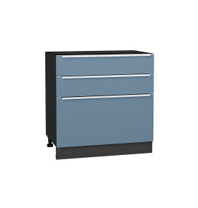 Шкаф нижний с 3-мя ящиками Фьюжн, цвет: Silky Blue