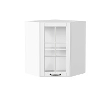 Шкаф верхний угловой остекленный Дублин, цвет: Special White